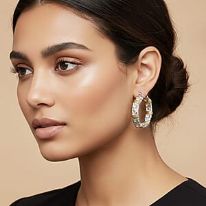 EverTrue Byzantine&nbsp;Hoop Earrings in ION Plated YG and Stainless Steel ( Two Tone)