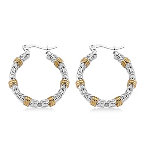 EverTrue Byzantine&nbsp;Hoop Earrings in ION Plated YG and Stainless Steel ( Two Tone)