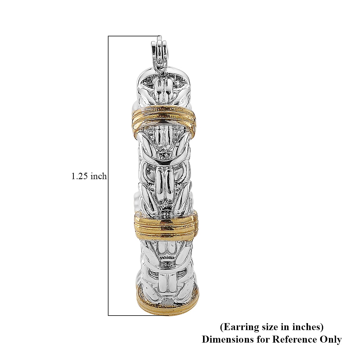 EverTrue Fashionable Two-Tone Byzantine Hoop Earrings in ION Plated YG and Stainless Steel image number 4