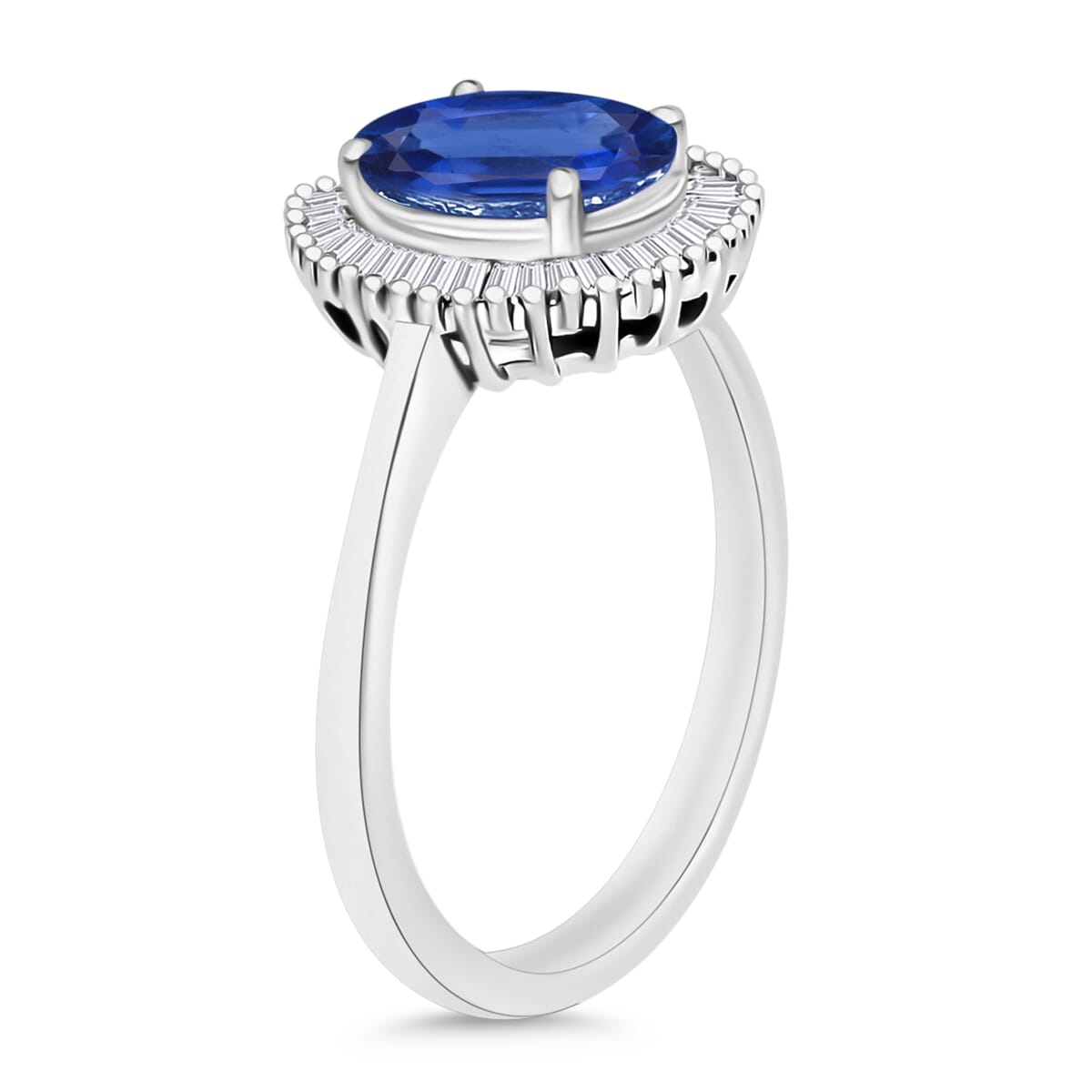 Luxoro Premium Kanchanaburi Blue Sapphire and G-H I2 Diamond 1.80 ctw Ring in 14K White Gold (Size 10.0) image number 2