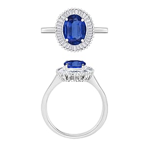 Luxoro Premium Kanchanaburi Blue Sapphire and G-H I2 Diamond 1.80 ctw Ring in 14K White Gold (Size 10.0) (Del. in 10-12 Days)