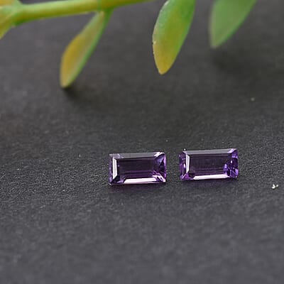 AA Bolivian Amethyst Set of 2 (Bgt 5x2.5 mm) 0.36 ctw Loose Gemstone