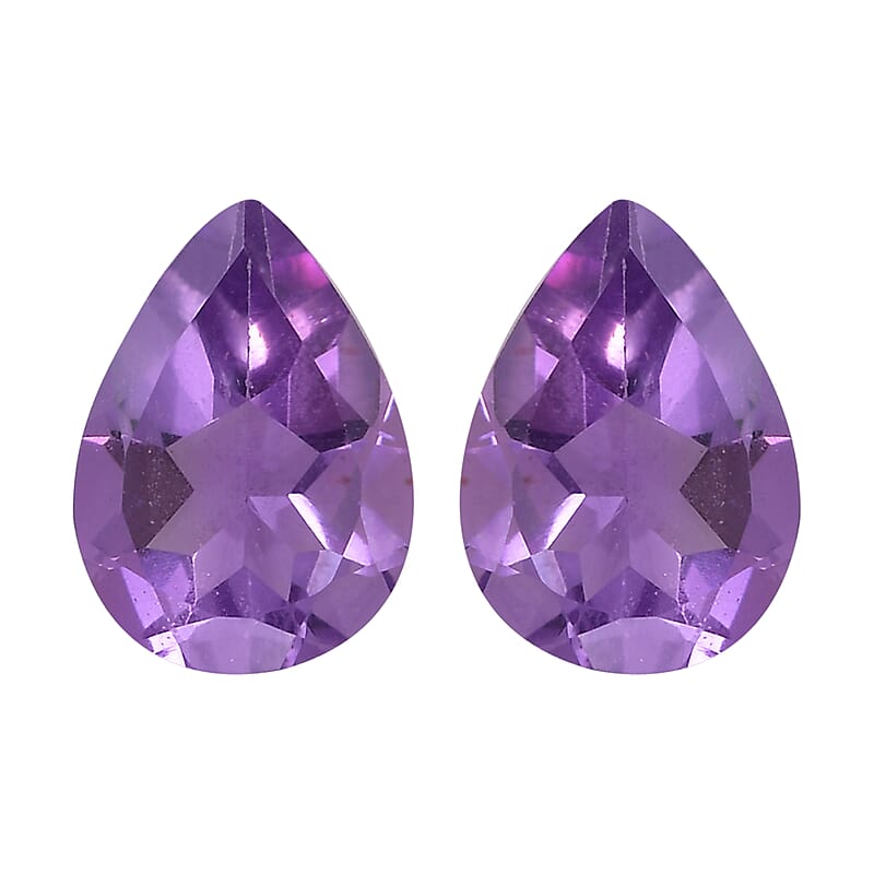 Bolivian Amethyst Set of 2 (Pear 7x5 mm) 1.19 ctw Loose Gemstone