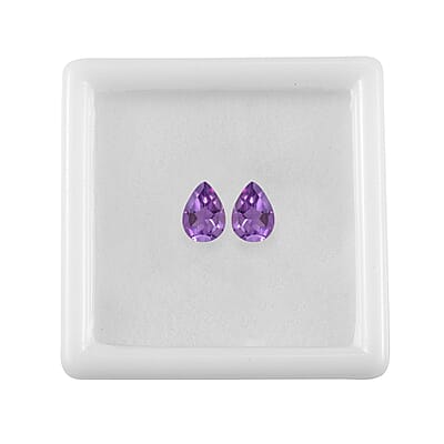 Bolivian Amethyst Set of 2 (Pear 7x5 mm) 1.19 ctw Loose Gemstone