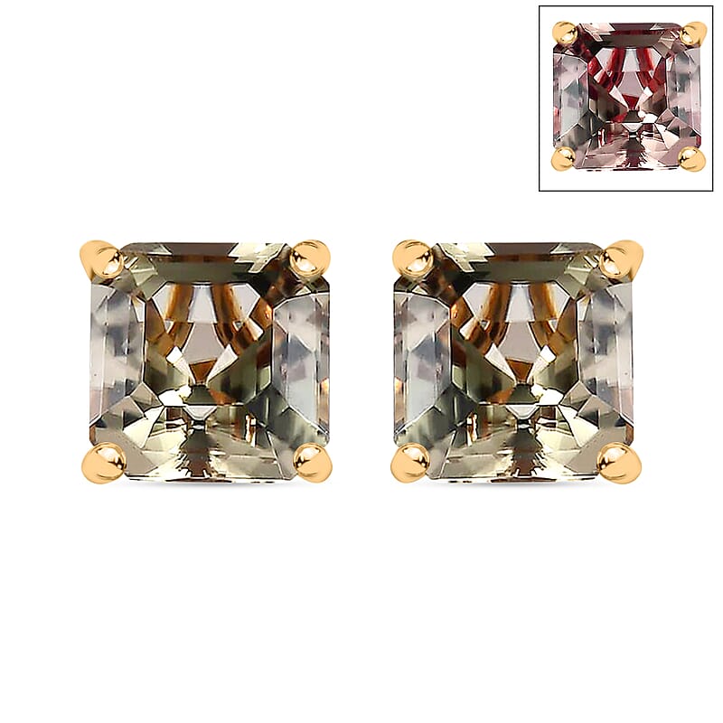 Iliana AAA Asscher Cut Turkizite 4.00 ctw Stud Earrings in 18K Yellow Gold