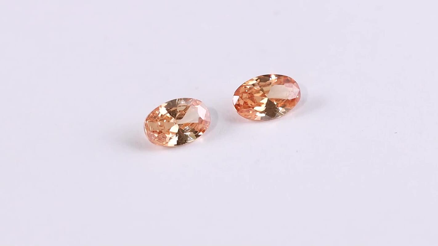 Simulated Champagne Diamond Set of 2 (Ovl 6x4 mm) 1.23 ctw Loose Gemstone