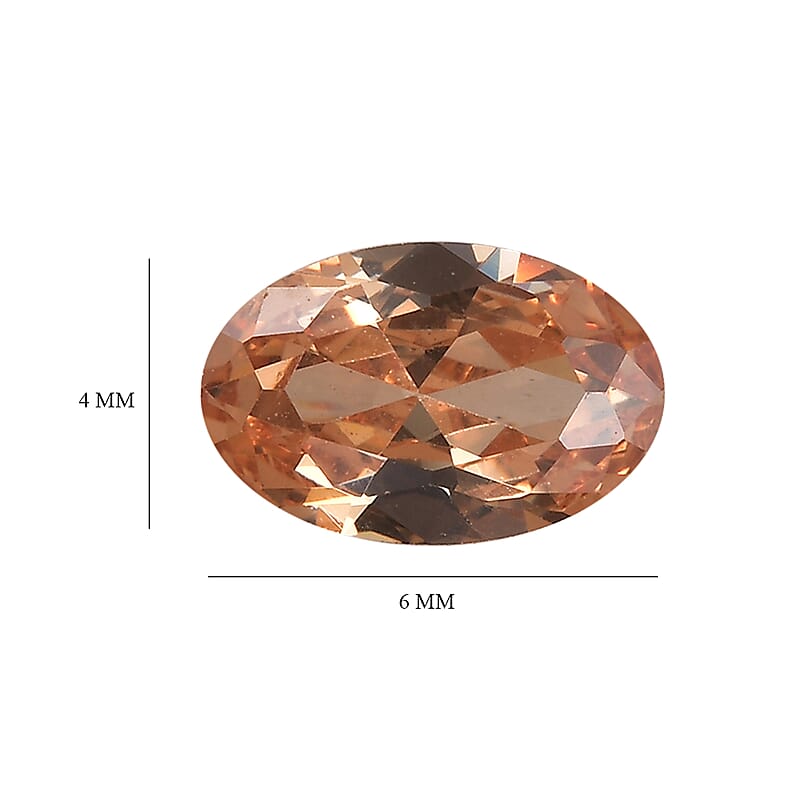 Simulated Champagne Diamond Set of 2 (Ovl 6x4 mm) 1.23 ctw Loose Gemstone