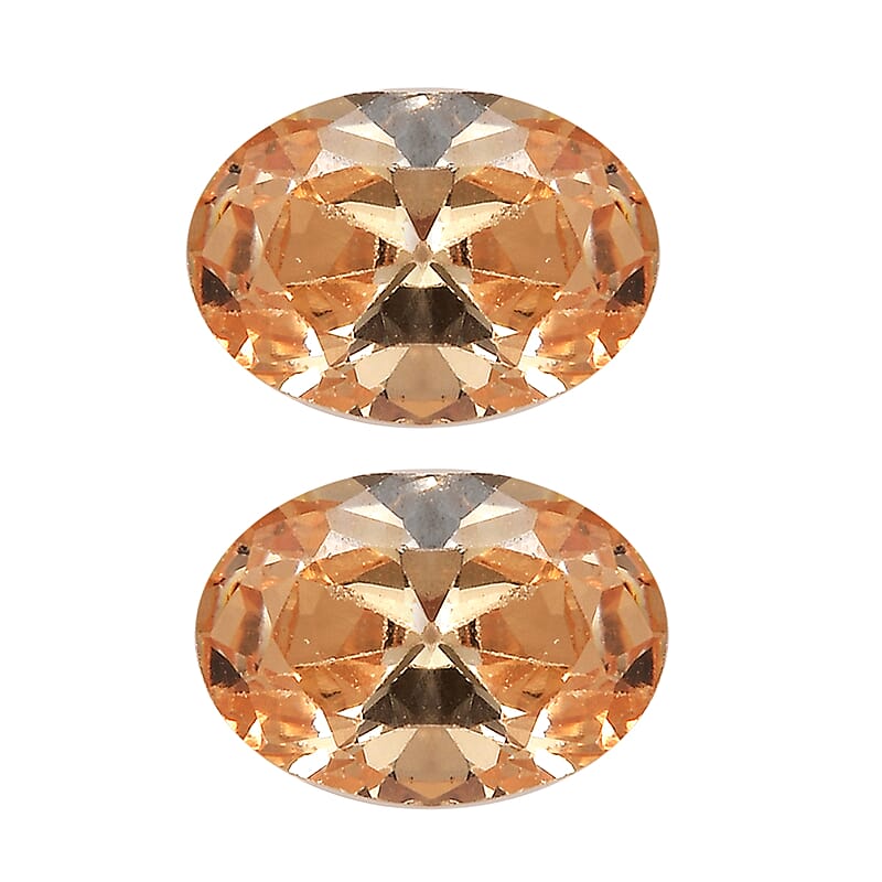 Simulated Champagne Diamond Set of 2 (Ovl 7x5 mm) 2.19 ctw Loose Gemstone