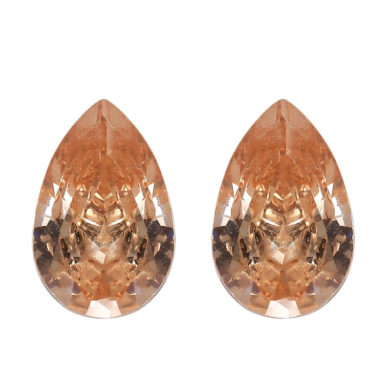 Simulated Champagne Diamond Set of 2 (Pear 6x4 mm) 1.20 ctw Loose Gemstone