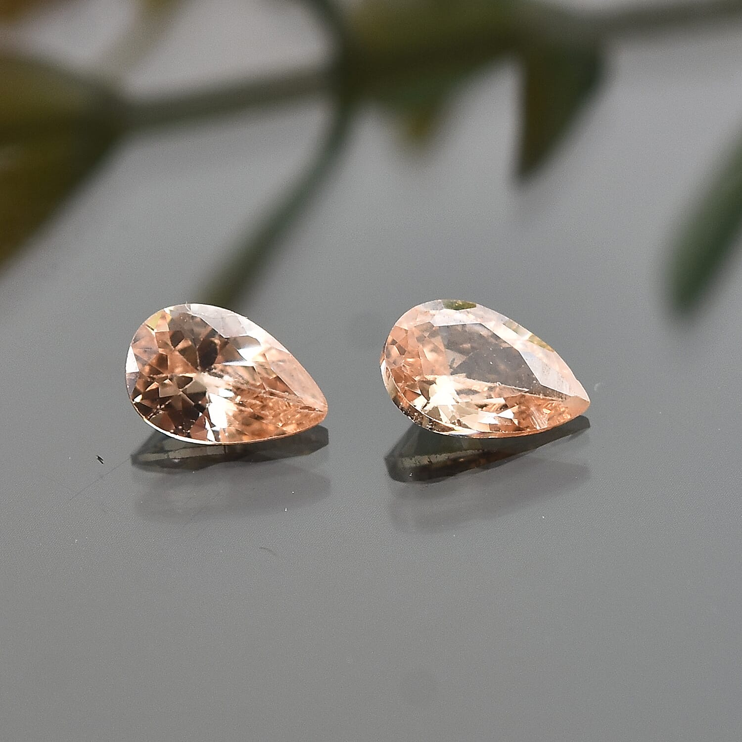 Simulated Champagne Diamond Set of 2 (Pear 6x4 mm) 1.20 ctw Loose Gemstone