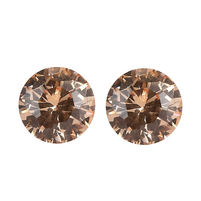 Simulated Champagne Diamond Set of 2 (Rnd 5 mm) Loose Gemstone 1.52 ctw Loose Gemstone