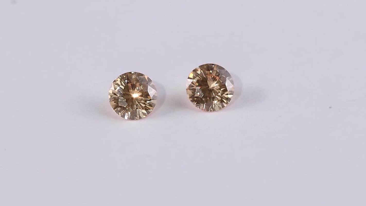 Simulated Champagne Diamond Set of 2 (Rnd 5 mm) Loose Gemstone 1.52 ctw Loose Gemstone