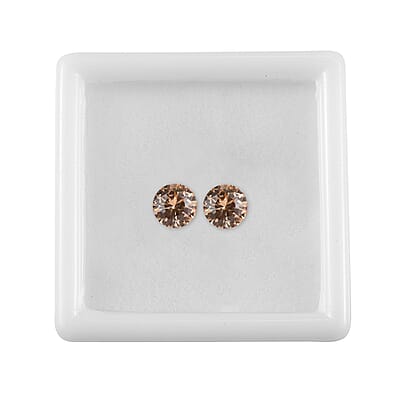 Simulated Champagne Diamond Set of 2 (Rnd 5 mm) Loose Gemstone 1.52 ctw Loose Gemstone