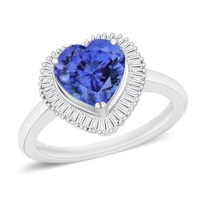 Luxoro Premium Tanzanite and White Diamond 2.40 ctw G-H I2 Ring in 14K White Gold (Size 10.0)