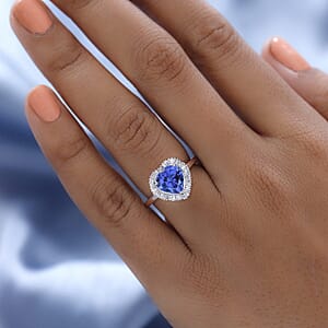 Luxoro Premium Tanzanite and White Diamond 2.40 ctw G-H I2 Ring in 14K White Gold (Size 10.0) (Del. in 10-12 Days)