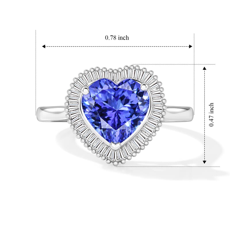 Luxoro Premium Tanzanite and White Diamond 2.40 ctw G-H I2 Ring in 14K White Gold (Size 10.0) 5.6 Grams