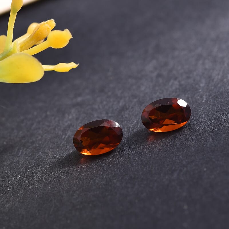 Brazilian Cherry Citrine Set of 2 (Oval 6x4 mm) 0.76 ctw Loose Gemstone