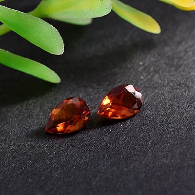 Brazilian Cherry Citrine Set of 2 (Pear 6x4 mm) 0.68 ctw Loose Gemstone