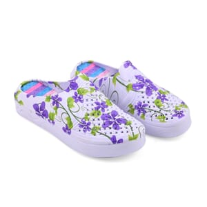 Purple and White Floral Eva Clog (Size 6) (Ships in 5-10 Business Days)