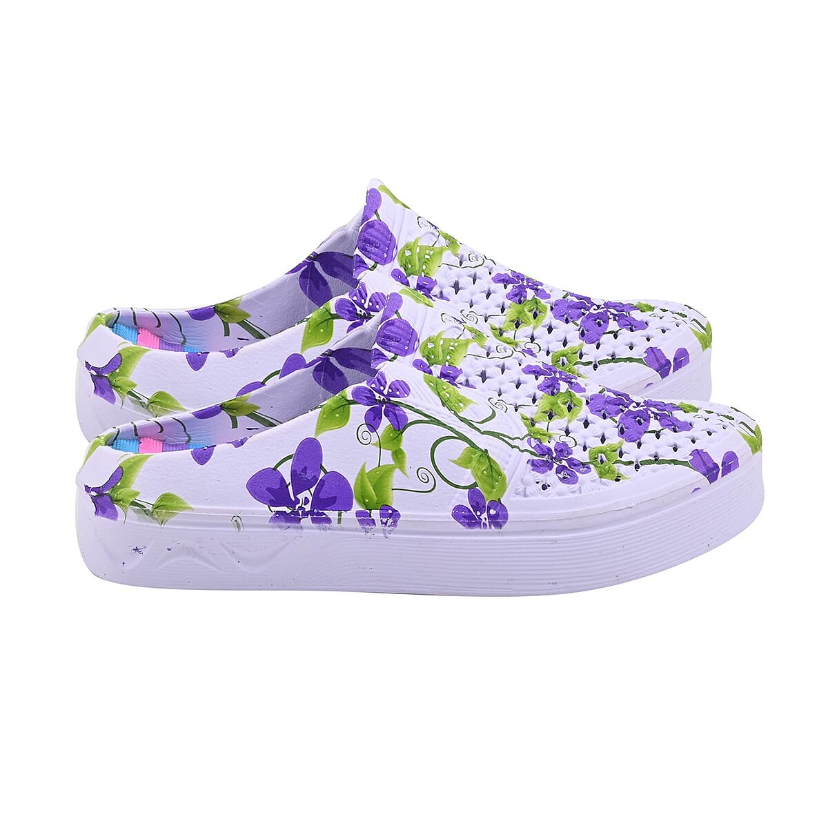 Purple and White Floral Eva Clog (Size 8) image number 1