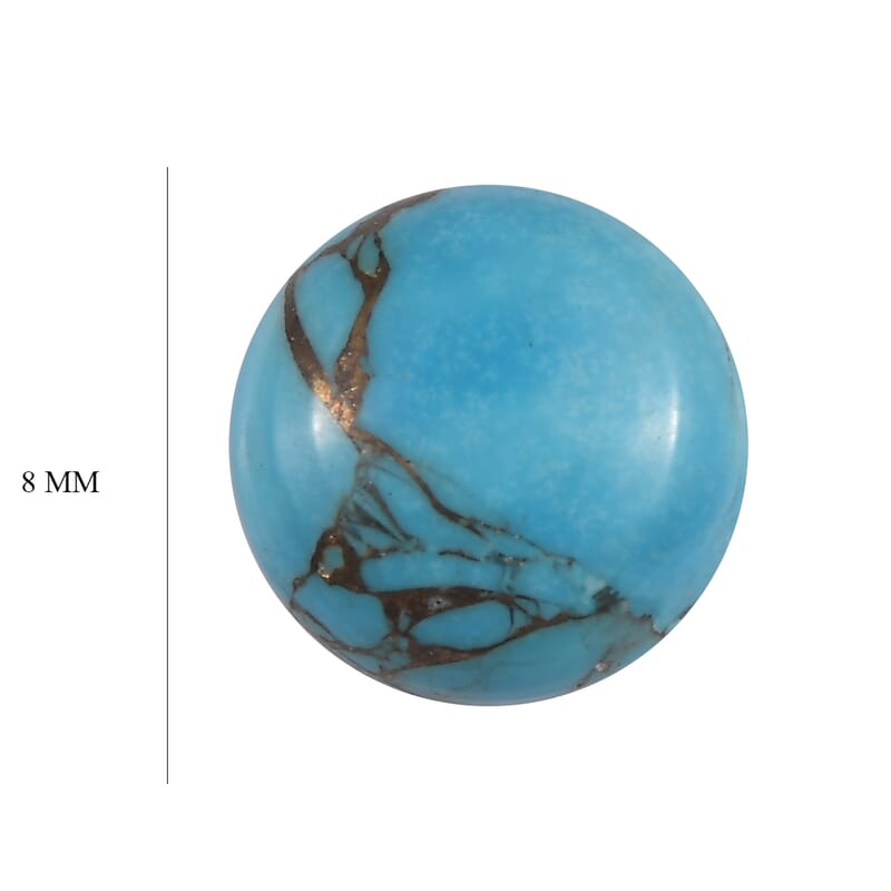 Matrix Chestnut Brine Turquoise (Rnd 8 mm) 1.94 ctw Loose Gemstone