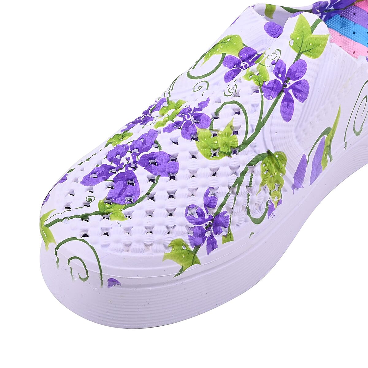 Purple and White Floral Eva Clog (Size 11) image number 4