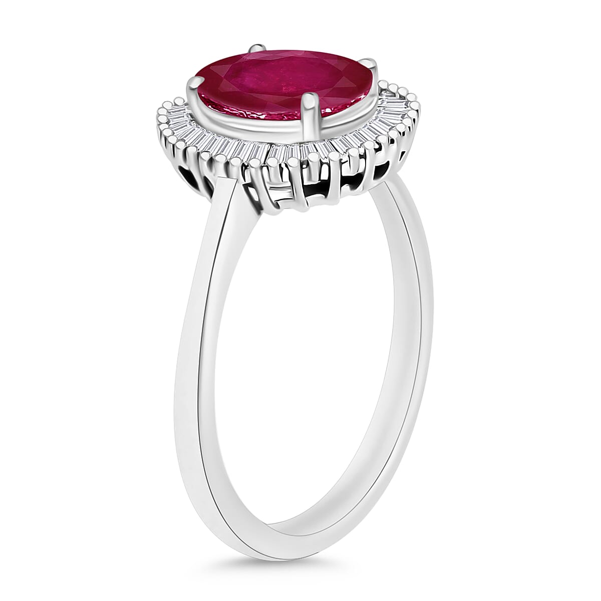 Rhapsody AAAA Mozambique Ruby and E-F VS2 Diamond 1.90 ctw Ring in 950 Platinum (Size 10.0) image number 2