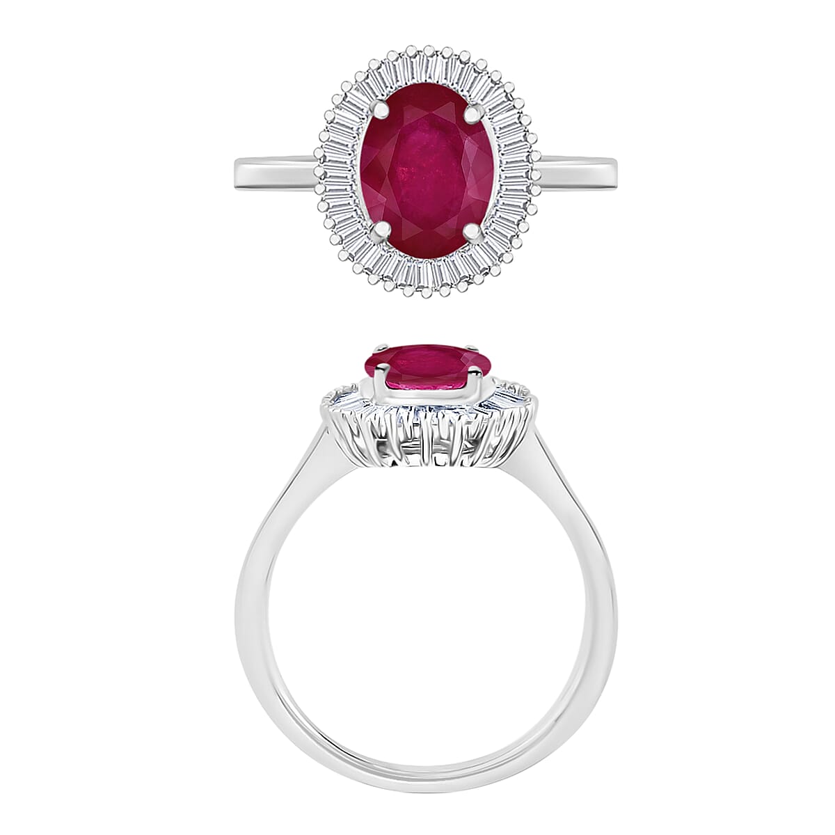 Rhapsody AAAA Mozambique Ruby and E-F VS2 Diamond 1.90 ctw Ring in 950 Platinum (Size 10.0) image number 3