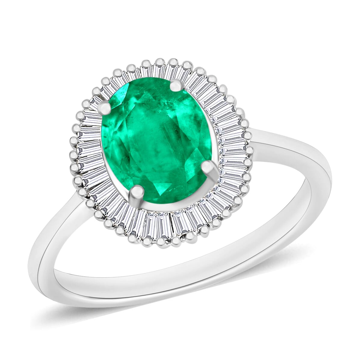 Rhapsody AAAA Kagem Zambian Emerald and E-F VS2 Diamond 1.60 ctw Ring in 950 Platinum image number 0