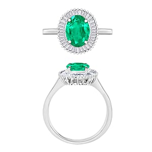 Rhapsody AAAA Kagem Zambian Emerald and E-F VS2 Diamond 1.60 ctw Ring in 950 Platinum (Size 10.0) (Del. in 10-12 Days)