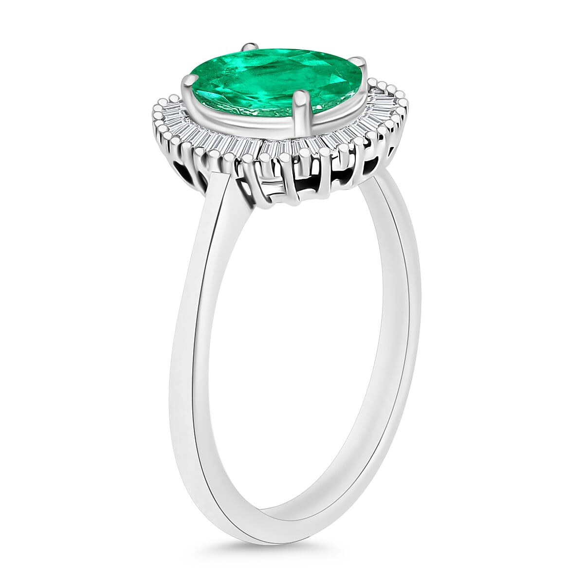 Rhapsody AAAA Kagem Zambian Emerald and E-F VS2 Diamond 1.60 ctw Ring in 950 Platinum (Size 9.0) (Del. in 10-12 Days) image number 2