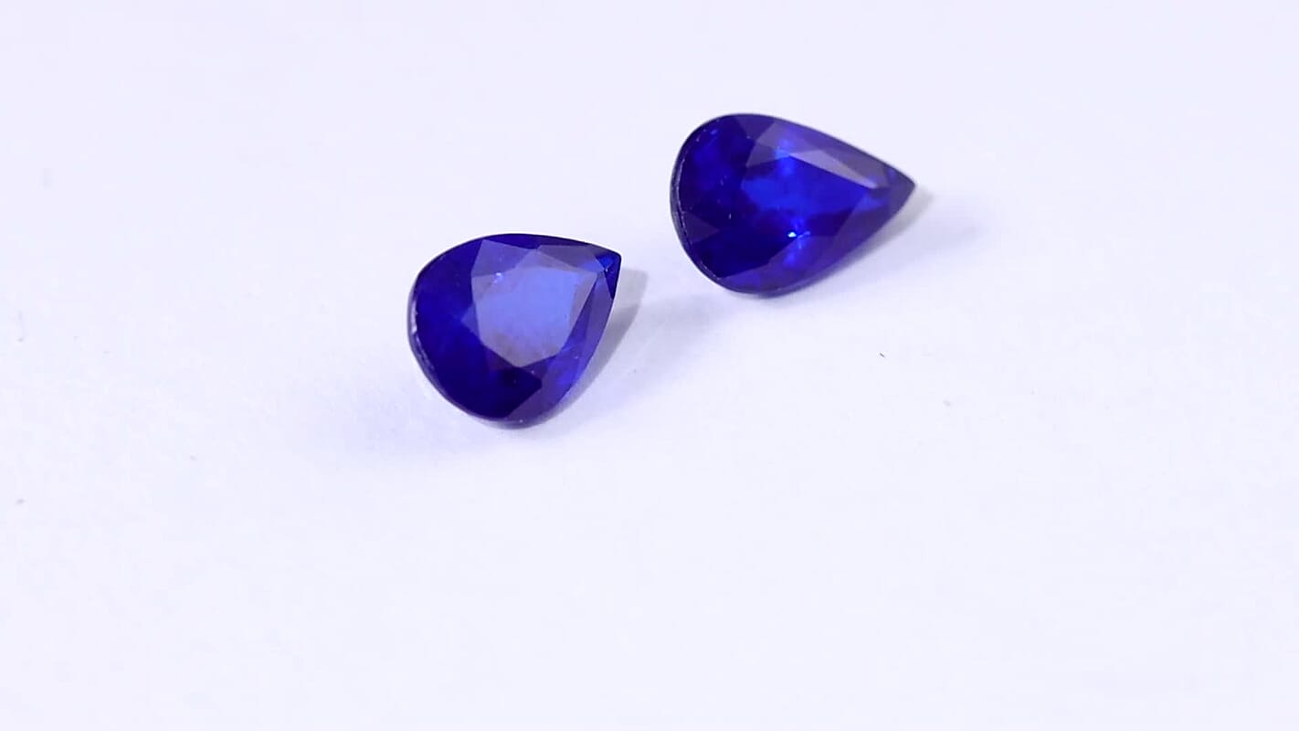 Tanzanian Blue Spinel (DF) Set of 2 (Pear 7x5 mm) 1.31 ctw Loose Gemstone