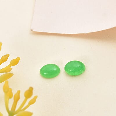 Green Jade (D) Set of 2 (Ovl 6x4 mm) 0.68 ctw Loose Gemstone