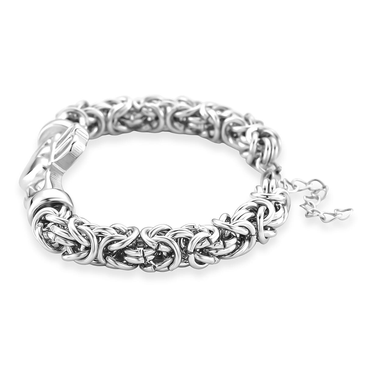EverTrue Life of Faith Byzantine Chain Claddagh Bracelet in Stainless Steel (7.50-9.0In) image number 2
