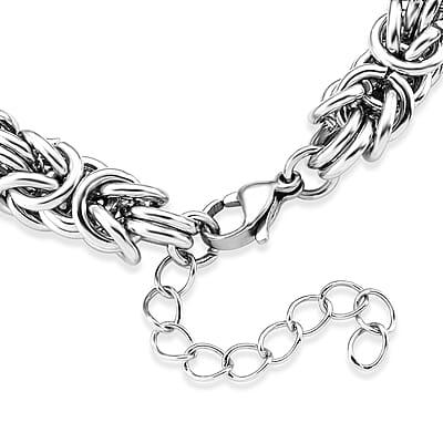 EverTrue Life of Faith Byzantine Chain Claddagh Bracelet in Stainless Steel (7.50-9.0In)