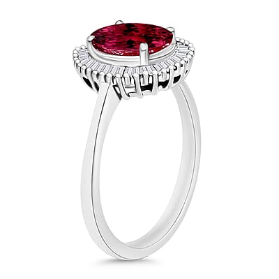 Rhapsody AAAA Ouro Fino Rubellite and E-F VS2 Diamond 1.60 ctw Ring in 950 Platinum (Size 10.0) 5.7 Grams