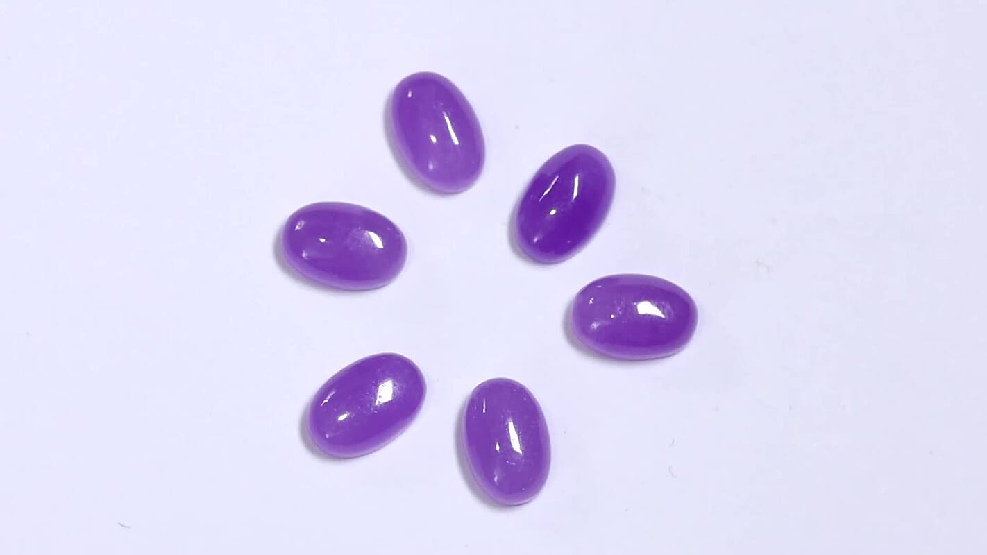 Purple Jade Set of 6 (Ovl 6x4 mm) 3.43 ctw Loose Gemstone