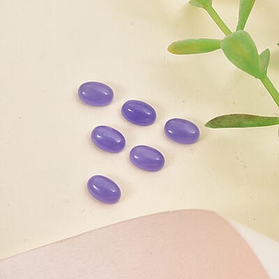 Purple Jade Set of 6 (Ovl 6x4 mm) 3.43 ctw Loose Gemstone