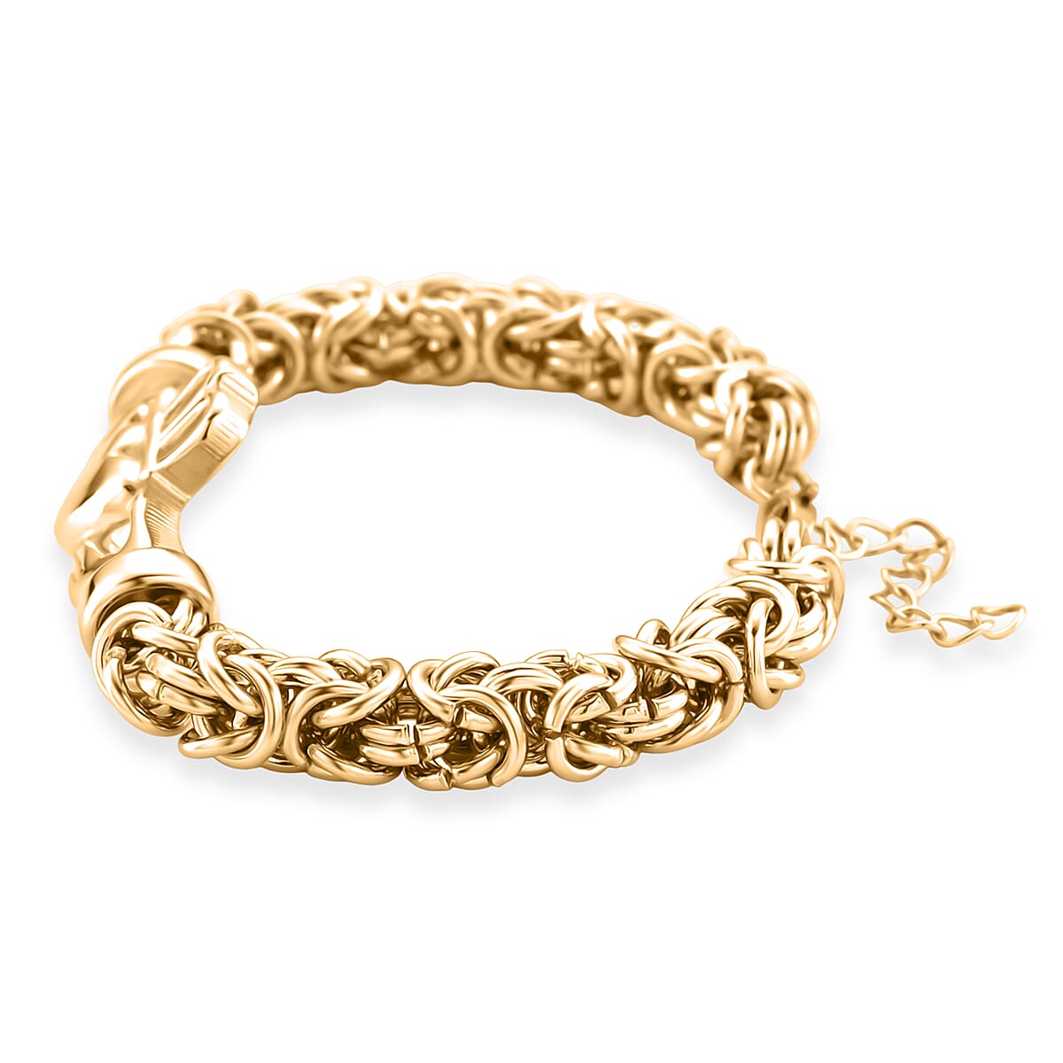 EverTrue Life of Faith Byzantine Chain Claddagh Bracelet in ION Plated YG Stainless Steel (7.50-9.0In) image number 2