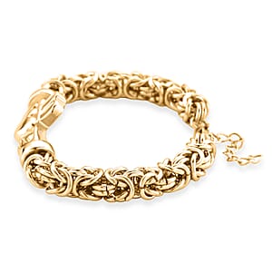 EverTrue Life of Faith Byzantine Chain Claddagh Bracelet in ION Plated YG Stainless Steel (7.50-9.0In)