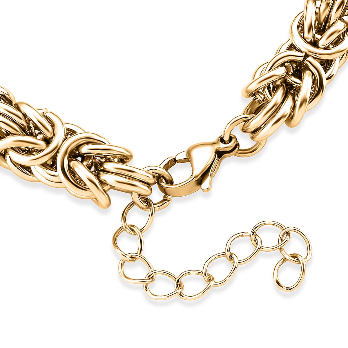 EverTrue Life of Faith Byzantine Chain Claddagh Bracelet in ION Plated YG Stainless Steel (7.50-9.0In) image number 4