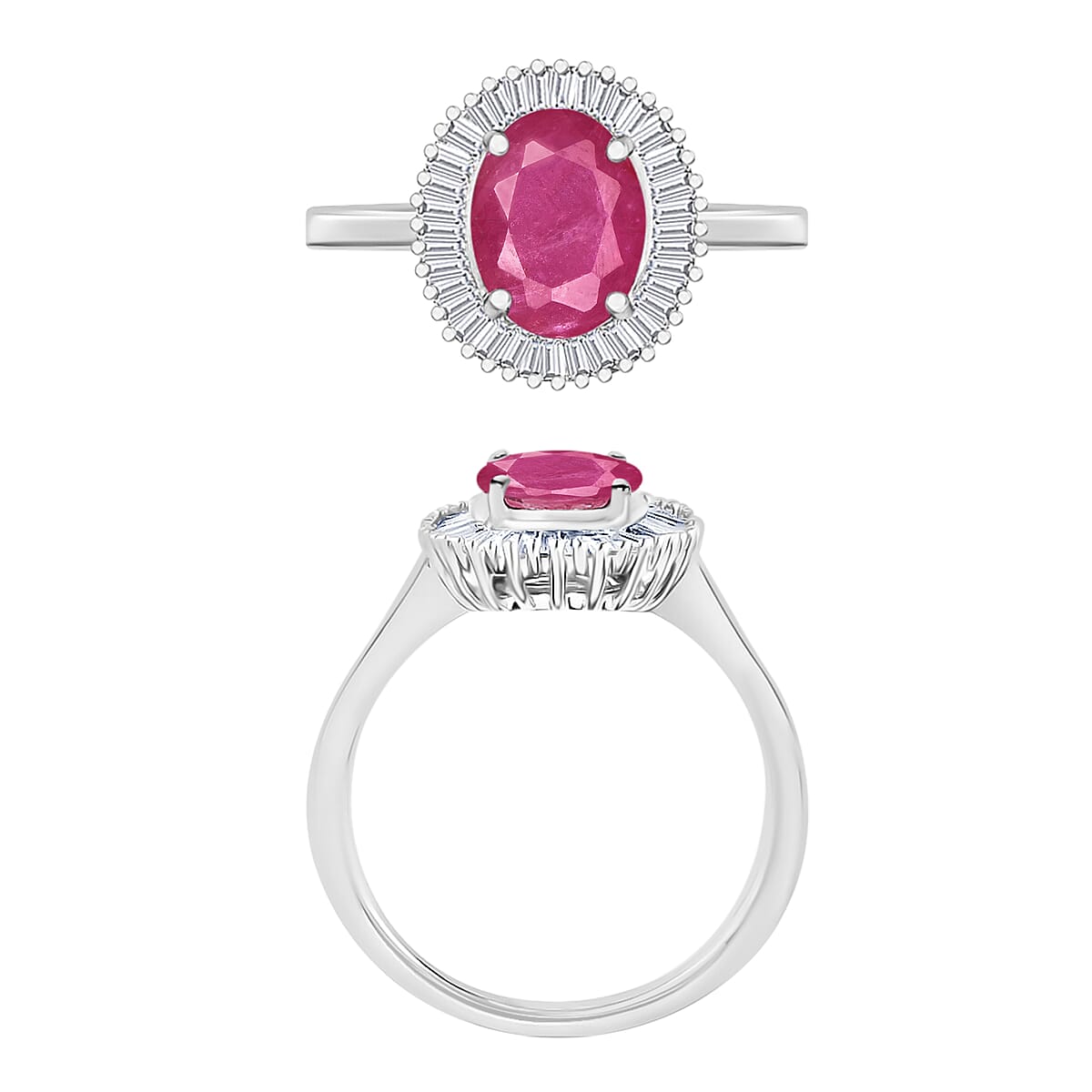 Luxoro Premium Mozambique Ruby and G-H I2 Diamond 1.90 ctw Ring in 14K White Gold (Size 10.0) image number 3