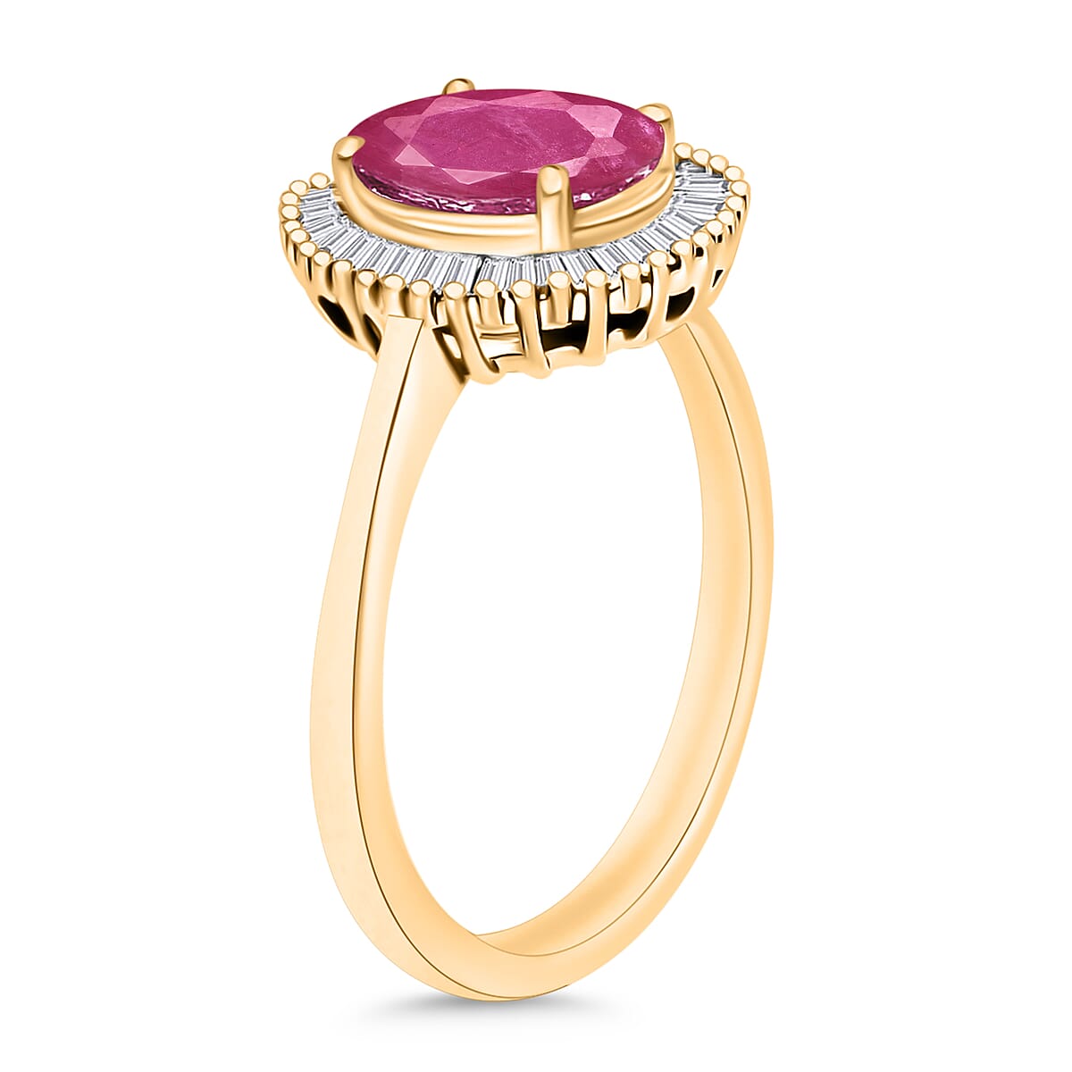 Luxoro Premium Mozambique Ruby and G-H I2 Diamond 1.90 ctw Ring in 14K Yellow Gold (Size 12.0) (Del. in 10-12 Days) image number 2