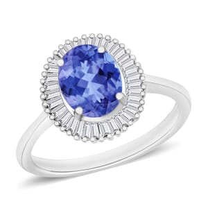 Luxoro Premium Tanzanite and G-H I2 Diamond 1.70 ctw Ring in 14K White Gold (Size 10.0)