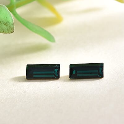 Emerald Crystal by Swarovski Set of 2 (Bgt 7x3 mm) 0.82 ctw Loose Gemstone