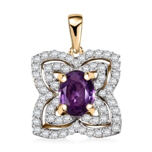 Luxoro 10K Yellow Gold AAA Madagascar Purple Sapphire, Diamond (G-H, I2) Necklace 1.41 ctw