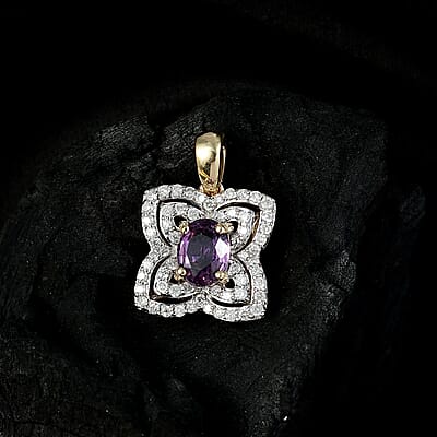 Luxoro 10K Yellow Gold AAA Madagascar Purple Sapphire, Diamond (G-H, I2) Necklace 1.41 ctw