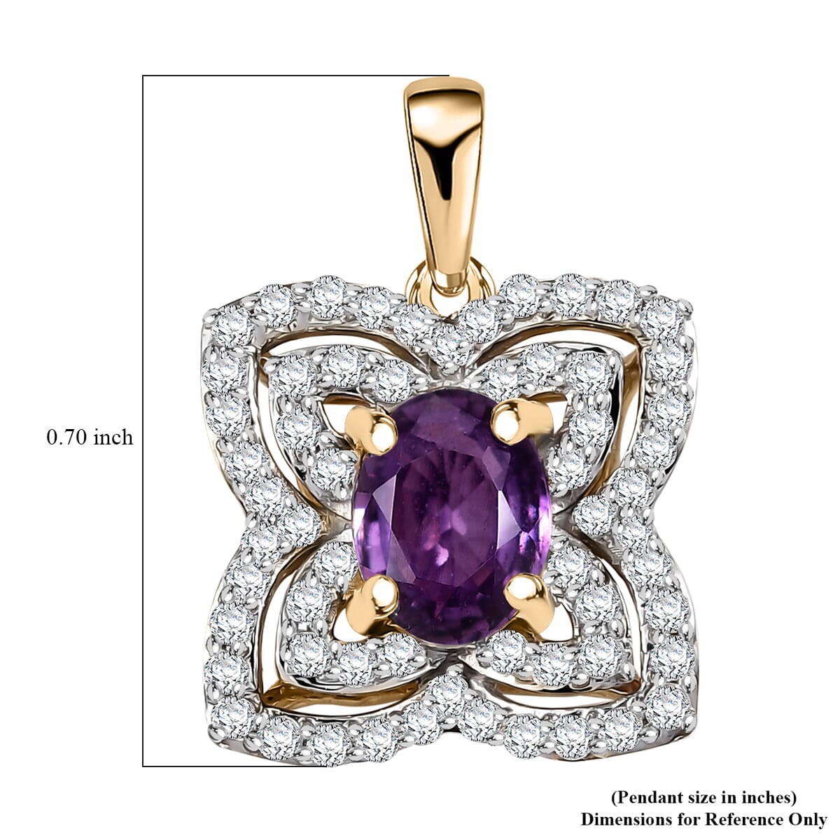 Luxoro 10K Yellow Gold AAA Madagascar Purple Sapphire, Diamond (G-H, I2) Necklace 1.41 ctw image number 5