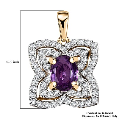 Luxoro 10K Yellow Gold AAA Madagascar Purple Sapphire, Diamond (G-H, I2) Necklace 1.41 ctw