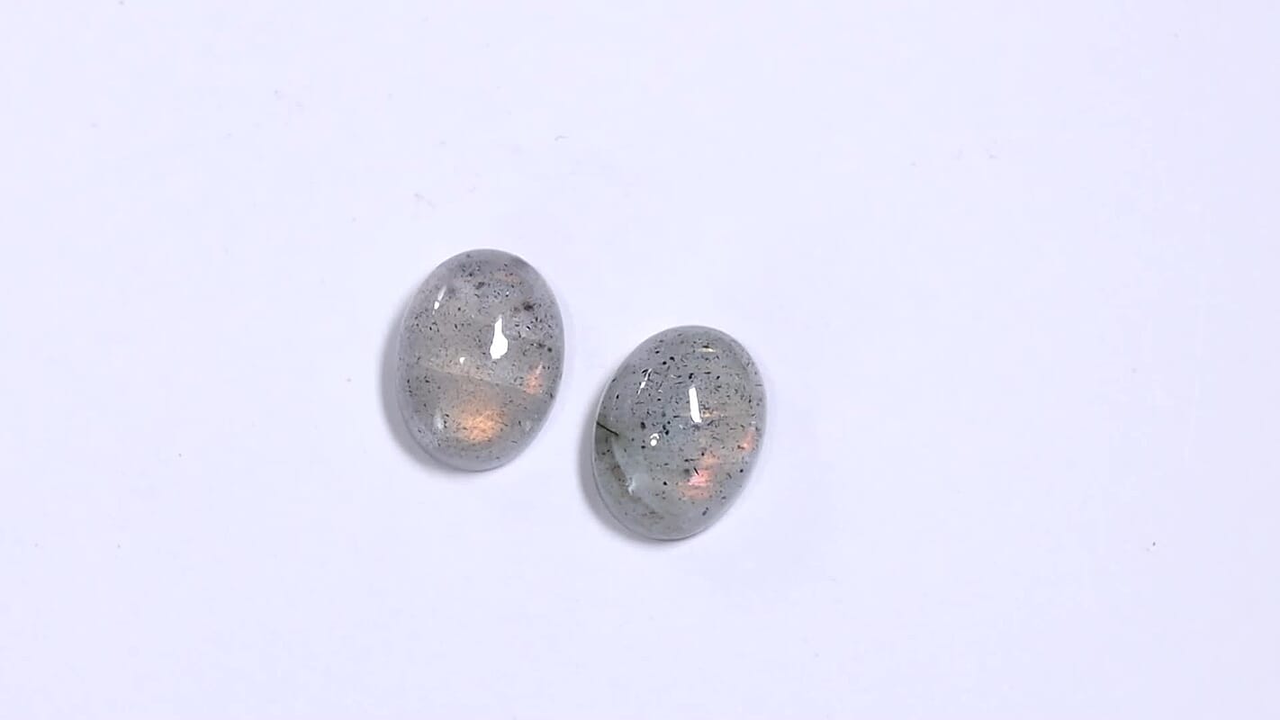 Madagascar Fire Labradorite Set of 2 (Ovl 8x6 mm) 2.42 ctw Loose Gemstone